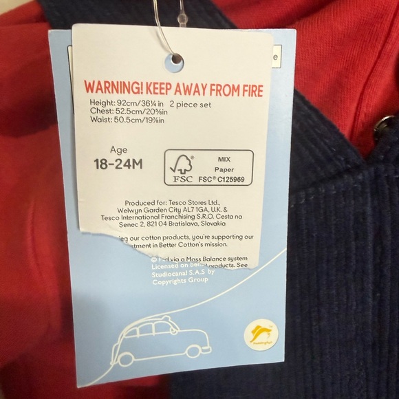 Paddington Baby Outfit 18–24M Corduroy Overalls Dungaree 2-Piece Set NWT - Picture 5 of 6